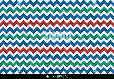 Wavy zigzag pattern in ancient Egypt color style. Seamless tile with a pattern, based on the ancient Egyptian colors red, turquoise, blue and white. Stock Photo