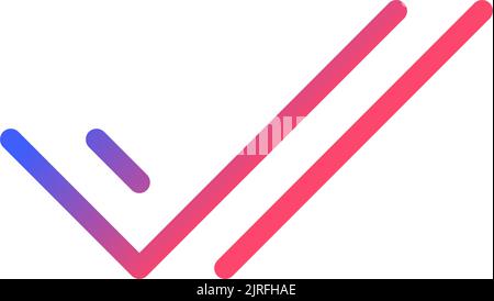 Two checkmarks pixel perfect gradient linear ui icon Stock Vector
