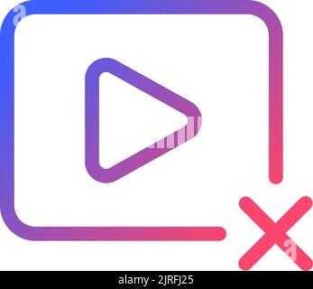 Delete video pixel perfect gradient linear ui icon Stock Vector