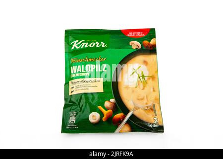 WETZLAR, GERMANY 2022-07-25: KNORR Mushroom Soup. KNORR is a german brand with various kind of instant soups. Stock Photo