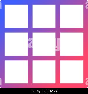 Rule of thirds grid pixel perfect gradient linear ui icon Stock Vector
