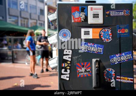 Rangers stickers on display ahead of the UEFA Champions League ...
