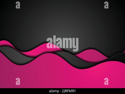 Pink and black material elegant waves abstract background. Vector corporate design Stock Vector