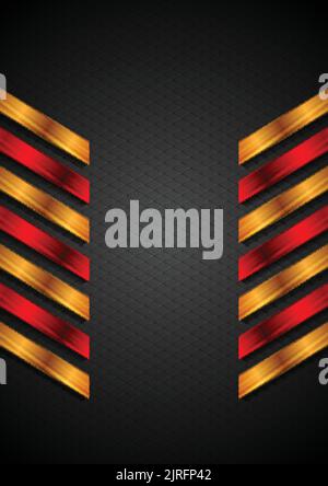 Abstract technology background with red and orange glossy stripes. Vector design Stock Vector