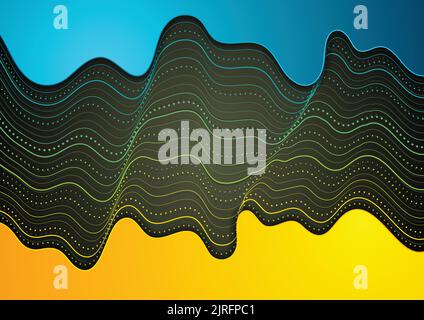 Abstract tech concept futuristic corporate background with curved dotted waves. Vector design Stock Vector