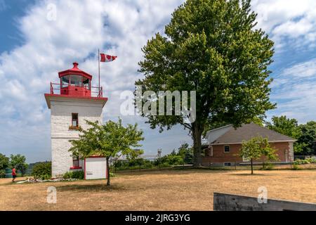 The photo of lighthouse was taken in town of Goderich, Ontario, Canada on July 18, 2022.