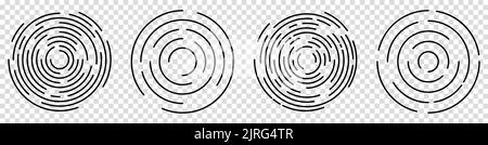 Concentric circles icon set. Ripple circular shapes. Vector illustration isolated on transparent background Stock Vector