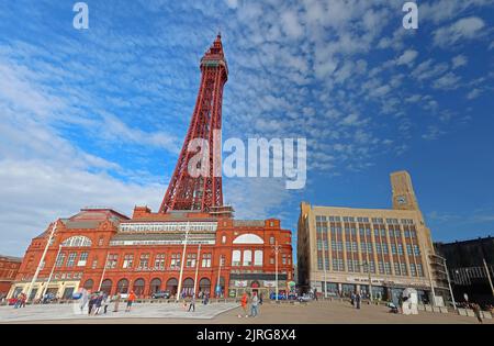 Blackpool tower complex, ballroom, Promenade, Blackpool, Lancs, England, UK, FY1 4BJ Stock Photo