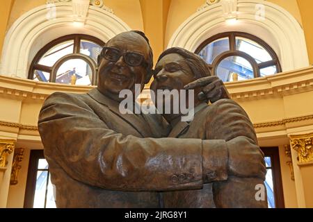 Eric Morecombe and Ernie Wise, comedy duo statue 2016 in the Winter Gardens, Church street, Blackpool, Lancashire,England,UK,  FY1 1HL Stock Photo