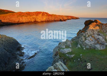 View looking towards Amlwch Port from point lynas. Anglesey, North Wales, UK. Stock Photo
