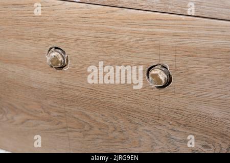 holes for pipes in ceramic tiles. installing a faucet in the bathroom Stock Photo