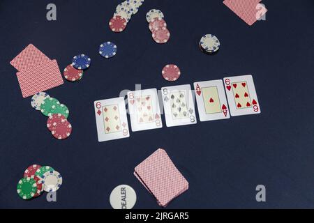 playing texas hold em poker, close up Stock Photo