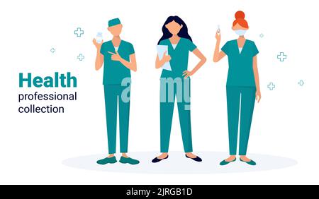 cartoon health professional collection and iluustration medical Stock Vector