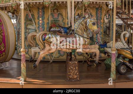 traditional french carousel, Gerardmer, Grand Est, France Stock Photo