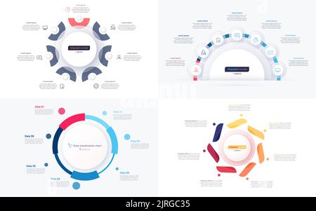 Set of seven option circle infographic design templates. Vector illustration Stock Vector