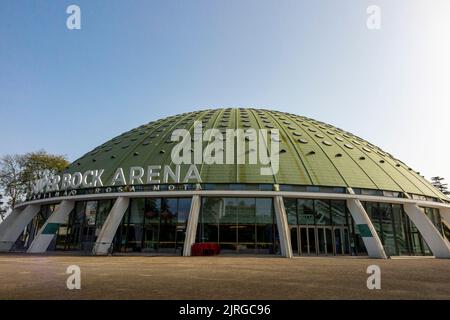 The Super Bock Arena or Pavilhão Rosa Mota a cultural and sports arena in Porto, Portugal originally built in 1954 and restored in 2019. Stock Photo