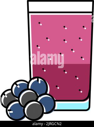 bluberry smoothie fruit juice food line icon vector illustration Stock ...