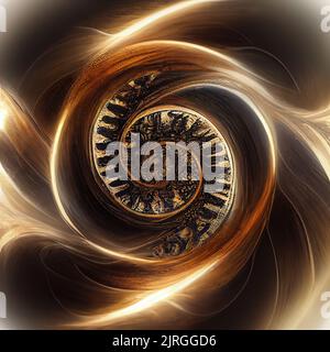 Infinity time spiral in space, antique old clock abstract fractal ...