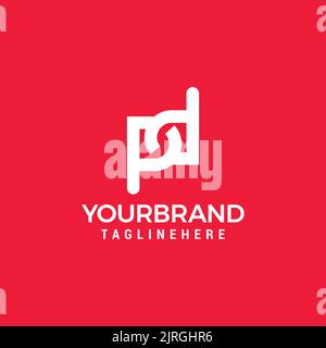 Initials alphabet letters DP or PD monogram logo design vector Stock Vector
