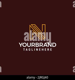 Initial Letter N with simple modern line direction logo design Stock Vector