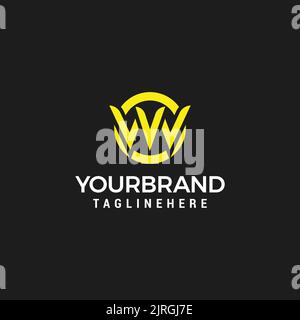 Letter VW Logo Circle Mode design template vector Stock Vector