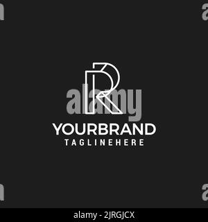 Letter R logo monogram mockup hipster black and white design element Stock Vector