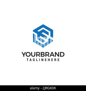 Letter SE ES line Hexagon Logo Minimal Simple Modern design vector Stock Vector