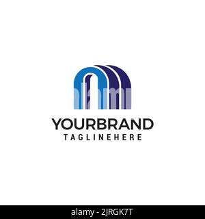Vector Initial letter nm lowercase linked blue logo isolated on white background Modern design. Stock Vector