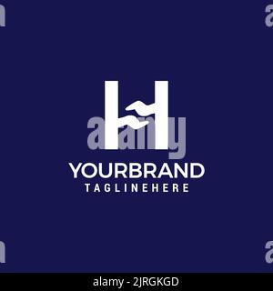 Letter H With Hand Vector Logo Design Template Stock Vector