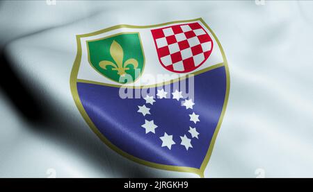 3D Waving Federation of Bosnia and Herzegovina Flag Stock Photo