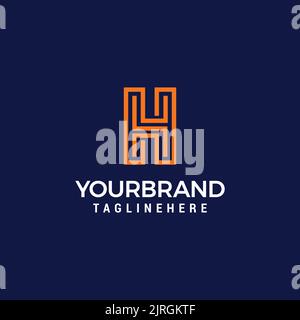 Lines H Letter Logo Letter made of Lines Monogram Style Letter Icon Vector Illustration Stock Vector
