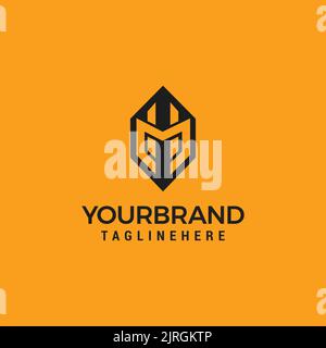 Initial letter M H MH or HM logo template with sporty geometric hexagonal illustration Stock Vector