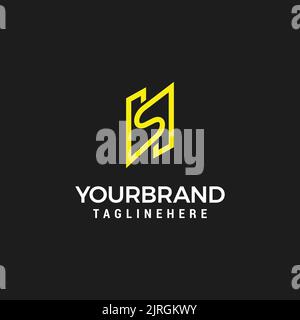 SH line art logo the letter S logo combined with the letter H Stock Vector