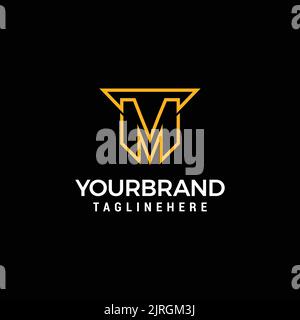monogram logo of the letters T and M forming a shield modern elegant and luxurious logo. Stock Vector