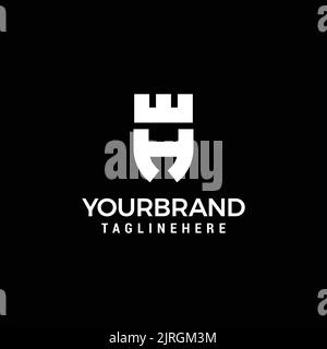 Fortress shield initial E H Logo Design Template Vector Stock Vector