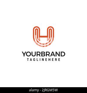 Alphabet letter UH Logo Line Design Template Vector Stock Vector