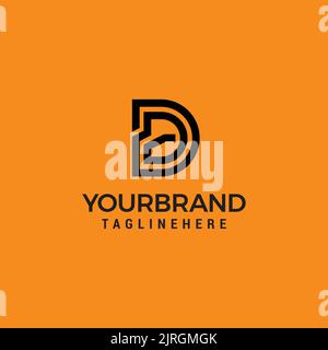 Creative and Minimalist Letter D DD Logo Design Icon, Editable in Vector Format in Black and Gold Color Stock Vector