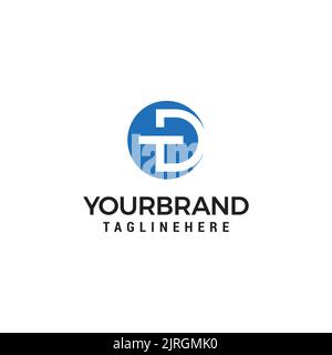 Initial letter DT logo template with negative space vintage font illustration in flat design monogram symbol Stock Vector