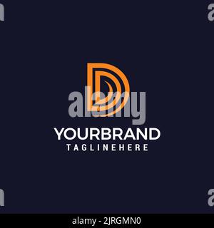 Letter DD spiral geometric symbol simple Logo Line Design Template Vector Stock Vector