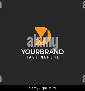 abstract letter md negative space simple geometric logo vector Stock Vector