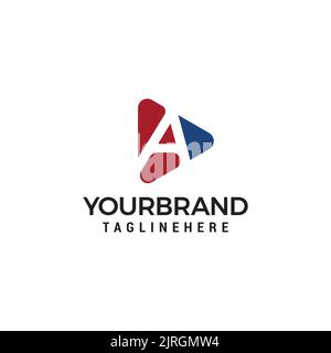 Letter A Logo Geometric Triangle Rounded Flat Vector Business Logo Design Template Element. Stock Vector