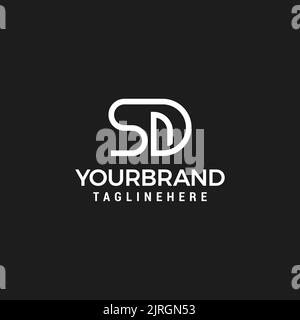 Creative minimal line art icon logo SD monogram Logo Line Design Template Vector Stock Vector