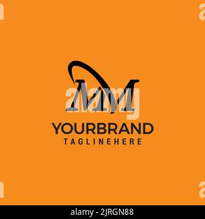 MM M M letter logo design Initial letter MM linked circle uppercase monogram logo white color Stock Vector