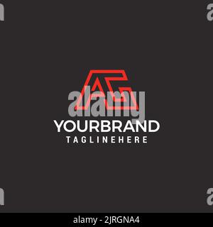 Letter branding AG creative Logo Line Design Template Vector Stock Vector