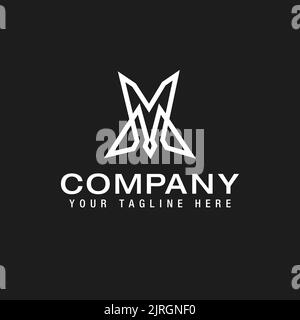 MV or VM initial based minimal Logo Line Design Template Vector Stock Vector
