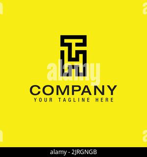 TH monogram logo with abstract line design template Stock Vector