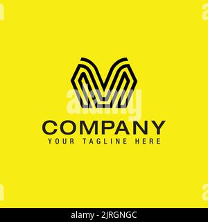 Initial letter VM monogram Logo Line Design Template Vector Stock Vector