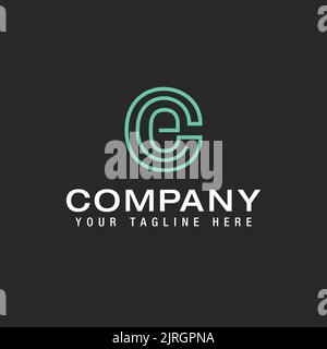Letter e logo in a circle Line Design Template Vector Stock Vector