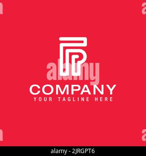 Letter FP or PF logo line design template vector Stock Vector