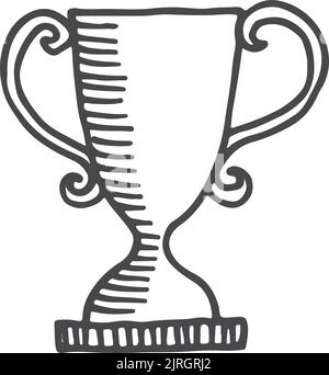 Award cup doodle. Champion symbol. Winner sign Stock Vector